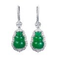 wholesale S925 Sterling Silver Live Stream Style Earrings with High-Carbon Diamonds and Natural Chalcedony, New Chinese Oriental Aesthetics Series Gourd Earrings for Women-0-4