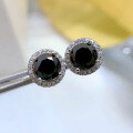 wholesale Metal material first, Mu Jing Jewelry newblack stone 1 carat round diamond earrings, hot-selling cross-borderonand Wish-0-2