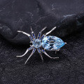 wholesale S925 Sterling Silver Insect Series Designer High-End Brooch, Spider Design with Natural Topaz Gemstone-0-3