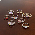 wholesale S925 Sterling Silver Korean Japanese Ring for Women, Fashionable and High-End Princess Pink Cute Heart Silver Ring, Versatile Hand Jewelry-0-3