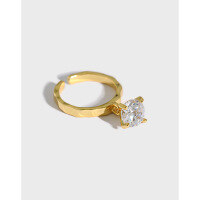 wholesale S925 Sterling Silver Korean Version Ins Niche Light Luxury Design Sense Internet-famous Ring Simple Zircon Ring for Women-18K Gold [No. 14/Adjustable] Opening adjustable