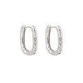 wholesale S925 Sterling Silver Textured U-Shaped Ear Clasp for Women, Minimalist and Versatile Lava Design Earrings-0-6