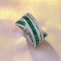 wholesale S925 Sterling Silver New Emerald Row Love Intertwined Ring Cross-Border European and American Style Simple Women's-0-3