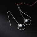 wholesale S925 Sterling Silver Fashionable and Elegant Round Diamond-Inlaid Sweet Long Drop Earrings for Women E2650-0-2