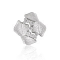 wholesale S925 Sterling Silver RG Leaf Texture Inlaid Diamond Ring for Women, High-End, Niche, Personalized, Ins Light Luxury, Heavy Craftsmanship Silver Ring-0-0