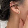 wholesale S925 Sterling Silver Minimalist Simple Hoop Earrings for Women, Light Luxury Niche New Ear Clasp Earrings for Best Friend-0-1