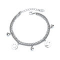 wholesale S925 Sterling Silver Korean Dongdaemun Smiley Pendant Connected Sphere Double Layer Creative Personalized Bracelet-0-4