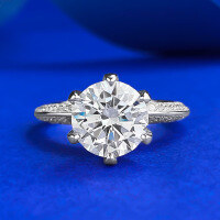 wholesale S925 silver jewelry crown personality 90mm round diamond ring for proposal engagement ins style half eternity band-R1186 White Diamond Ring>Size 6