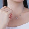 wholesale S925 silver Korean hit mermaid tail starfish pendant design summer delicate women's collarbone necklace-0-2