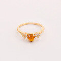 wholesale Metal material: 925 silver gold plated Dunli Jewelry new vintage gemstone ring for women, featuring natural orange garnet and white crystal-0-1