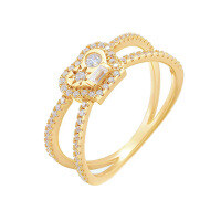 wholesale S925 Gold-Plated Silver*Ginza Limited Edition Personalized Grimace Ring, Women's Casual Versatile Jewelry Wholesale-Ginza Limited Edition Ghost Face Ring (White Zirconium)  US Size 5