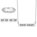 wholesale 925 Silver I Letter Stud Earrings, Plain Circle Ring, Zircon Necklace Women's Three-Piece Jewelry Set with Premium Feel-0-0