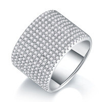 925 Silver 5-Row Full Pave Moissanite Ring for Women, Cross-Border New Luxury Style-R13845 Moissanite 1.1mm*242 beads  US size 6/Hong Kong size 13