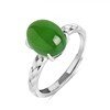 wholesale 925 Sterling Silver Inlaid Cabochon Jasper Ring with Certificate, Simple and Elegant Hetian Jade Adjustable Women's Ring, Natural Gemstone Band-0-4