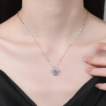 925 Sterling Silver 1ct Moissanite Mickey Runaway Princess Pendant Lip Chain Necklace-0-2