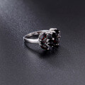 wholesale S925 Sterling Silver Unique Ring Natural Colored Gemstone Mix Ring with Black Garnet for Women-0-2
