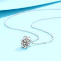 S925 Silver Moissanite 1ct Four-Prong Pendant Necklace-0-1