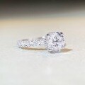 wholesale Sterling Silver Moissanite Diamond Ring for Women 3 Four Prong Simulated Diamond Ring Wedding Moissanite Fine Craftsmanship Factory Direct-0-2