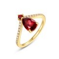 wholesale S925 Sterling Silver Gold-Plated Natural Garnet Ring, European and American New Fashion Minimalist Style, Niche Cross-Border Hot Purchase-0-4