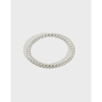 wholesale S925 Sterling Silver JL079 Korean-style Fashion Minimalist Beaded Edge Ring-Platinum Small (about size 9)