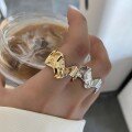 wholesale Metal S925 Sterling Silver Irregular Lava Ring, European and American Retro Geometric Textured Adjustable Open Thumb Ring-0-0