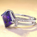wholesale S925 Sterling Silver New 8*10mm Royal Blue Sapphire Square Ring for Women, Luxurious and Stylish-0-2