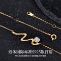 Sterling Silver Wave Design Moissanite Pendant Necklace,-0-0