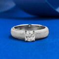 wholesale S925 silver ribbon brushed ring set with 50 white diamond vintage hand-brushed band-0-5