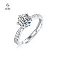 S925 Silver Moissanite Six-Claw Light Luxury Adjustable Ring-0-47