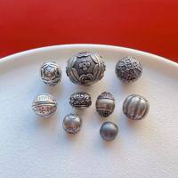 wholesale 990 Sterling Silver Ornament Accessories with Chiseled Old Black Silver Patterns: Ruyi Beads, Barrel Beads, Floral Beads, Fish Beads, Round Beads, Waist Beads, Loose Beads-Ruyi Bucket Beads