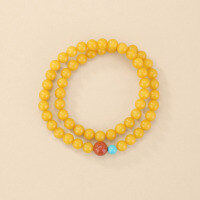 wholesale Metal material first: Natural beeswax double-strand bracelet for women layered wear with Nanhong multicolored bracelet and chicken oil yellow beeswax bracelet factory wholesale-6.5mm beeswax bracelet