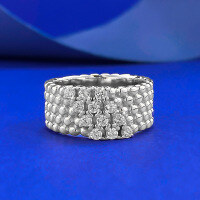 wholesale S925 Metal, Mu Jing New Arrival European and American Style Silver Beaded Ring for Women, Minimalist and Elegant Diamond Ring, Drop Shipping-R1421 Platinum Ring Size 7