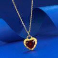 wholesale Metal S925 gold-plated ancient method garnet red peach heart pendant Chinese style gold necklace adjustable-0-1