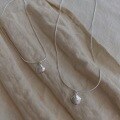 wholesale S925 silver summer niche small shell pendant necklace, ins blogger same style collarbone layered cold-toned snake chain-0-2