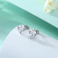 wholesale 925 Sterling Silver Hollow-out Open Heart Ring Stud Earrings Zircon Necklace High-end Jewelry Set European and American Three-piece Set-0-2