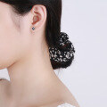wholesale S925 Sterling Silver Korean Dongdaemun Minimalist Black Zircon Earrings with Retro Simple Elegance-0-2