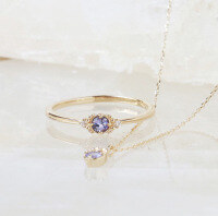 wholesale 9K Gold Japanese Minimalist Style Tanzanite Ring, Yili Jewelry Spring New Collection Wholesale-Tanzanite Ring Size 5