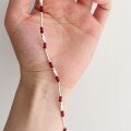 wholesale 925 Silver Vintage Wine Red Beaded Bracelet for Women, String Bangle, Silver Jewelry, Unique Gift for Best Friend or Student-0-1