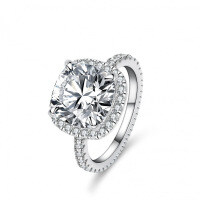 Sterling Silver 5ct Moissanite Ring, Women's Fancy Square Radiant Cut Wholesale-Set with D-color moissanite (5 carats)  US No. 9
