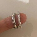 wholesale S925 Sterling Silver Minimalist Versatile Romantic Couple's Proposal Stackable Ring Full Circle Row of Diamonds Ring for Men and Women with Diamond Accents-0-0