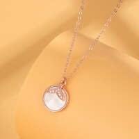 wholesale Pure silver minimalist mermaid tail necklace with white shell pendant, small batch design cross-border new arrival birthday gift for women-White Shell Fishtail Necklace 925 Silver