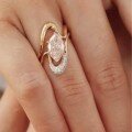 wholesale [Gold] S925 silver stacked marquise moissanite ring with gold hollow curved design, women's hot seller-0-3