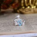 wholesale 18k Gold Plated Sterling Silver Natural Sky Blue Topaz 7x9mm Oval High-End Jewelry Closed Ring-0-1