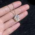 S925 Sterling Silver Full-Diamond Moissanite Four-Leaf Clover Pendant Necklace Wholesale-0-1