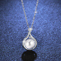 Sterling Silver Moissanite Pendant Necklace with Pearl, Cross-Border Supply-0-0