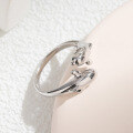 wholesale S925 silver ring, women's Korean-style minimalist dolphin lover smooth open-ended student creative silver jewelry-0-2