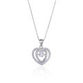 wholesale S925 Silver Korean Fashion Hollow Diamond-Encrusted Sweet Creative Beating Heart Pendant Necklace for Women-0-4