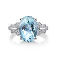 S925 Silver Pigeon Egg Topaz Ring, Sky Blue, Clearance Sale with Free Shipping-0-2