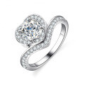 Sterling Silver Moissanite Ring, 1 Carat Heart Cutout Design for Women, Live Stream Collaboration-0-2