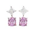 wholesale 925 Sterling Silver Zhuozhifan Jewelry New Imported High Carbon Diamond Powder 10*11 Fat Square Set Pink Diamond Stud Earrings Elegant Style-0-4